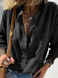 damen-hemd-bluse-knopfe-einfach-vintage-schwarz-1