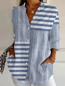 damen-hemd-bluse-patchwork-knopfe-druck-blau-8