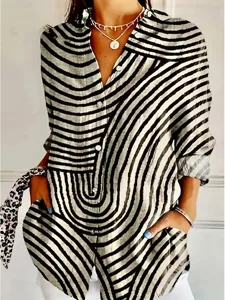 damen-hemd-bluse-patchwork-knopfe-druck-braun-9