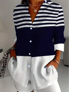 damen-hemd-bluse-patchwork-knopfe-druck-marineblau-1