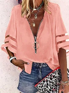 damen-hemd-bluse-schwarz-wei-gelb-glatt-rosa-7