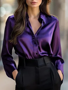 damen-hemd-elegant-satin-top-bluse-einfa-purpur-24