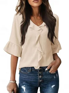 damen-hemd-elegant-satin-top-bluse-geraf-aprikose-8