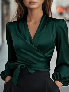 damen-hemd-elegant-satin-top-bluse-schnu-grun-10