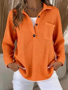 damen-hemd-waffelhemd-bluse-tasche-knopf-orange-1