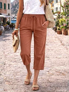 damen-hose-aus-baumwollleinen-caprihose-braun-6