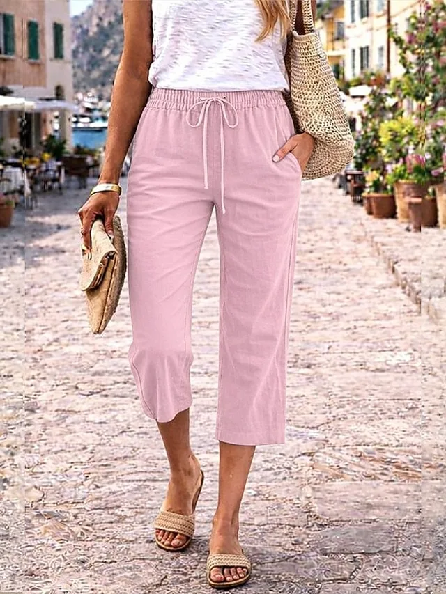 damen-hose-aus-baumwollleinen-caprihose-rosa-8