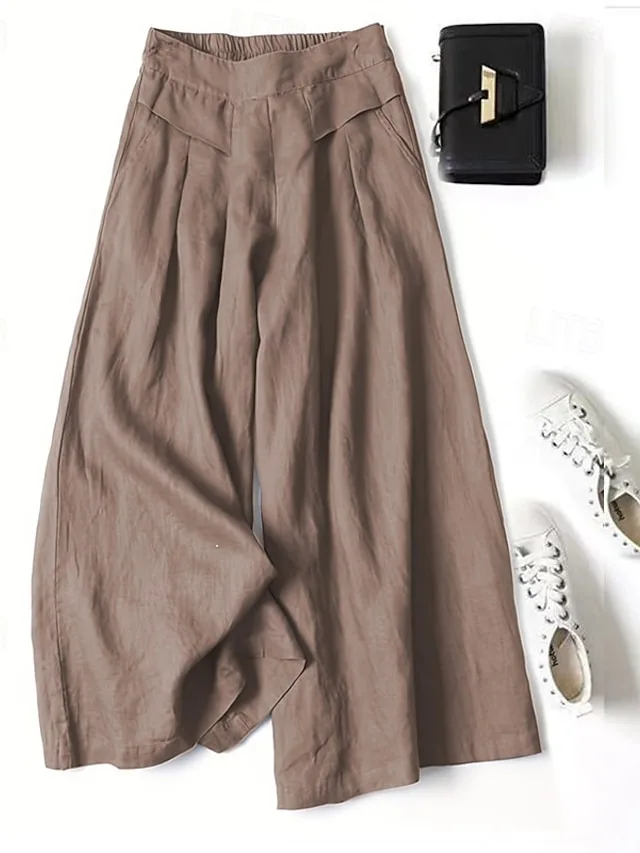 damen-hose-aus-baumwollleinen-weite-hose-kaffee-6