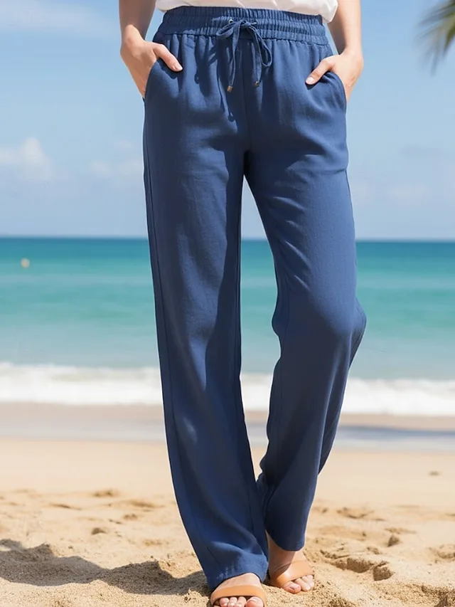damen-hose-aus-baumwollleinen-weite-hose-marineblau-1