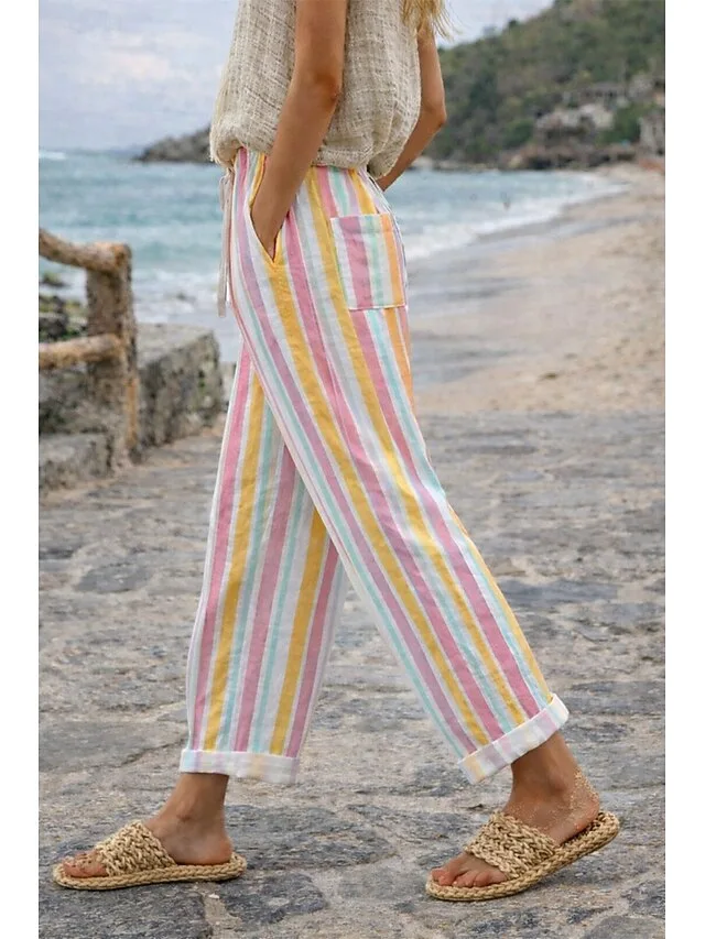 damen-hose-aus-leinenimitat-streetwear-s-gelb-7