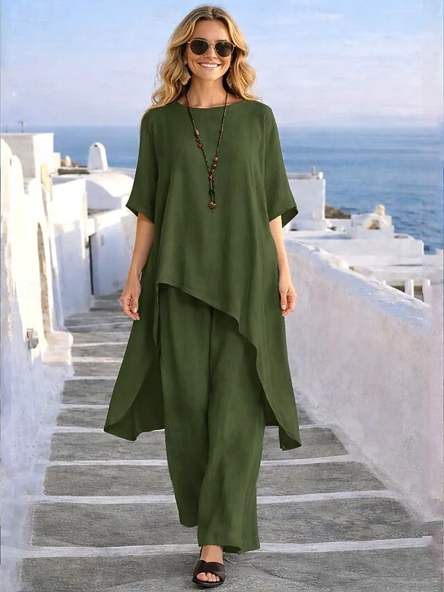 damen-hosen-sets-bolero-halbarm-rundhals-grun-6