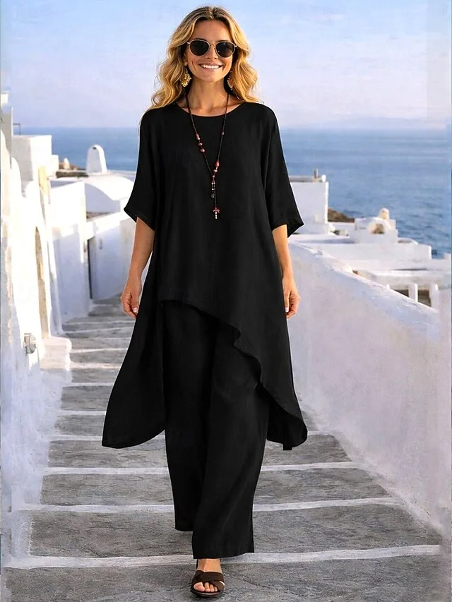 damen-hosen-sets-bolero-halbarm-rundhals-schwarz-5