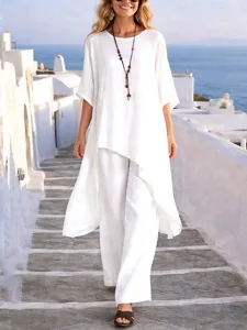 damen-hosen-sets-bolero-halbarm-rundhals-wei-2