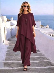 damen-hosen-sets-bolero-halbarm-rundhals-wein-7