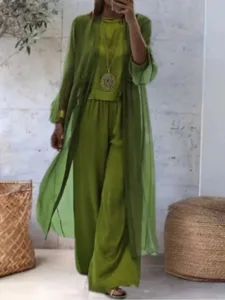 damen-hosen-sets-bolero-oberteil-langarm-grun-1