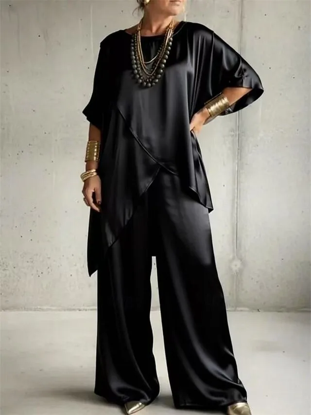 damen-hosen-sets-halbarm-rundhals-einfac-schwarz-5