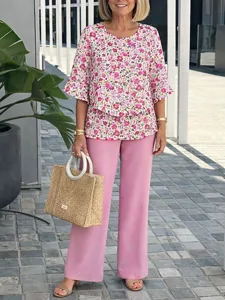 damen-hosen-sets-halbarm-schmetterling-r-rosa-3