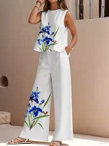 damen-hosen-sets-kunstbaumwollleinen-arm-blau-4