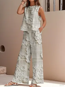 damen-hosen-sets-kunstbaumwollleinen-arm-grun-1