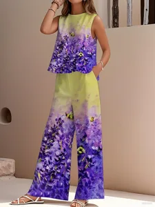 damen-hosen-sets-kunstbaumwollleinen-arm-purpur-2