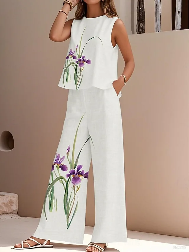 damen-hosen-sets-kunstbaumwollleinen-arm-wei-2