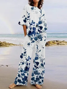 damen-hosen-sets-kunstbaumwollleinen-hal-blau-4