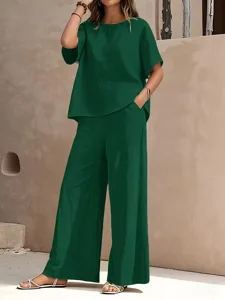 damen-hosen-sets-kunstbaumwollleinen-kur-grun-7