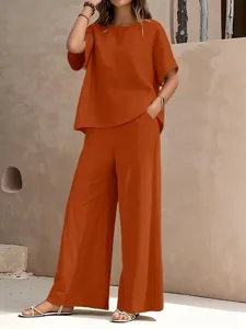 damen-hosen-sets-kunstbaumwollleinen-kur-orange-5