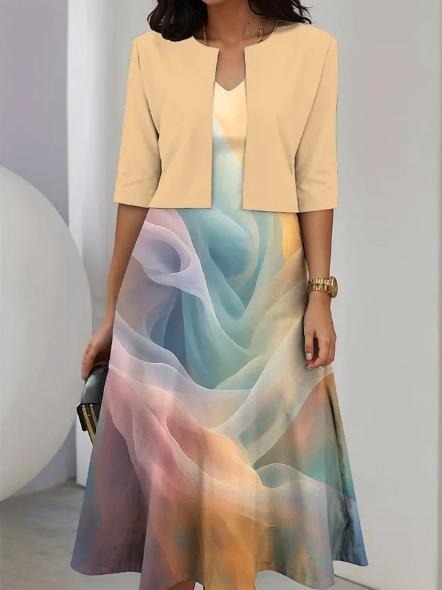 damen-kleid-set-a-linie-kleid-sommerklei-hellgelb-3