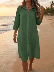 damen-knielanges-kleid-kunstbaumwolllein-grun-2