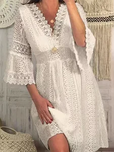 damen-knielanges-kleid-weies-kleid-spitz-aprikose-4