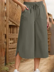 damen-kunstbaumwollleinen-caprihose-stof-armeegrun-8