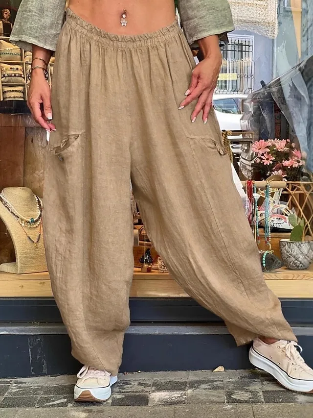 damen-kunstbaumwollleinen-chinos-mode-ba-khaki-7