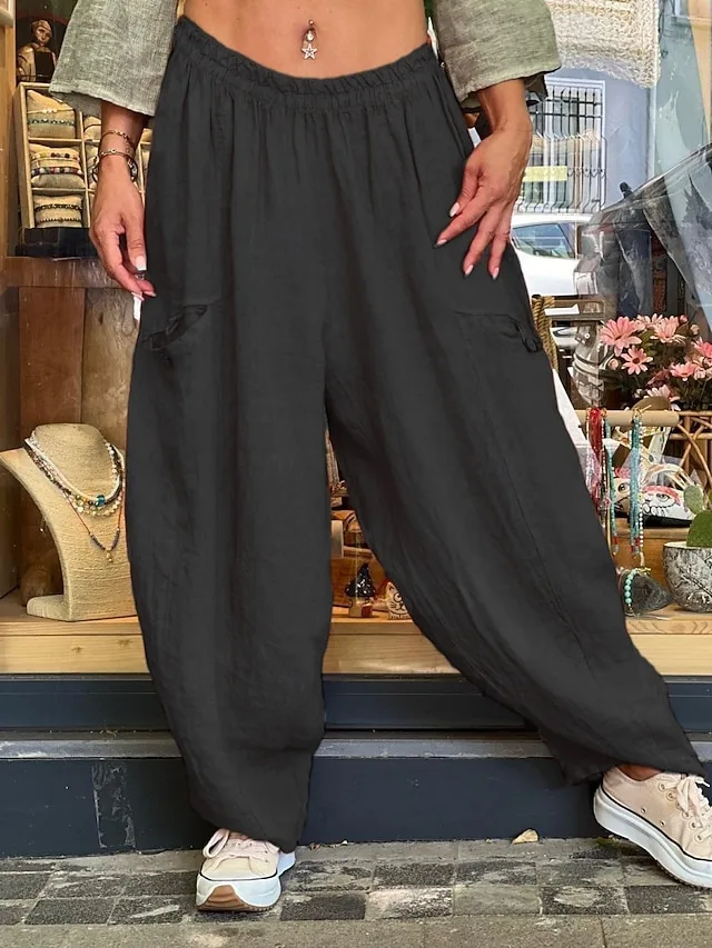 damen-kunstbaumwollleinen-chinos-mode-ba-schwarz-8