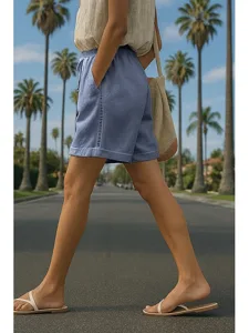 damen-kunstbaumwollleinen-chinos-shorts-meerblau-5