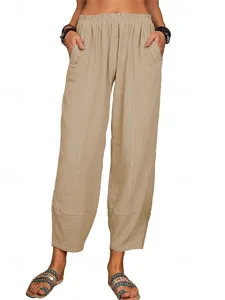 damen-kunstbaumwollleinen-hosen-hose-lei-khaki-8