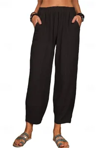 damen-kunstbaumwollleinen-hosen-hose-lei-schwarz-9