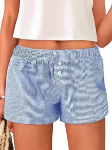 damen-kunstbaumwollleinen-shorts-sommers-blau-4