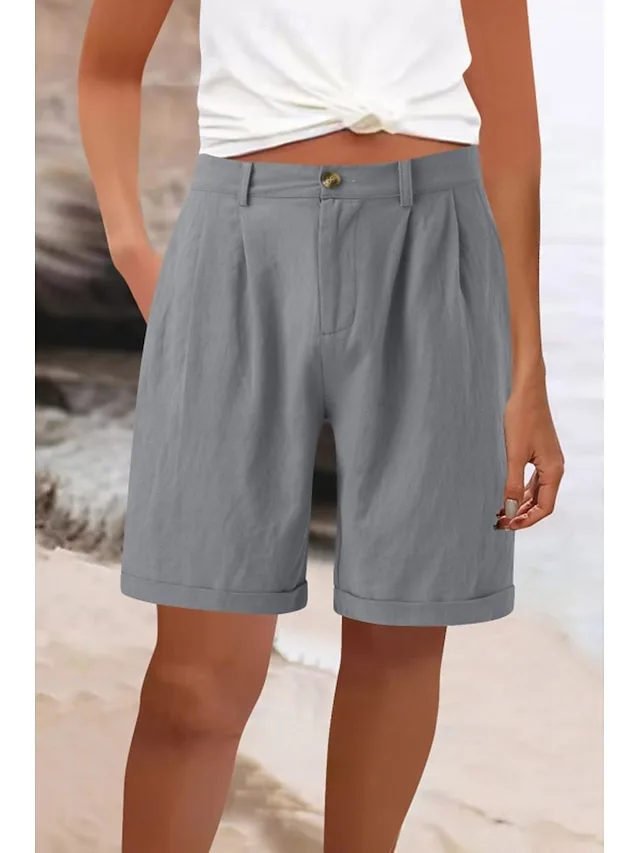 damen-kunstbaumwollleinen-shorts-stoffho-grau-6