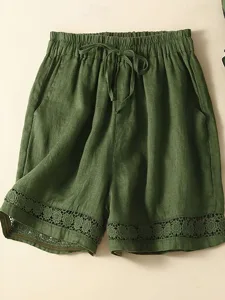 damen-kunstbaumwollleinen-shorts-stoffho-grun-13