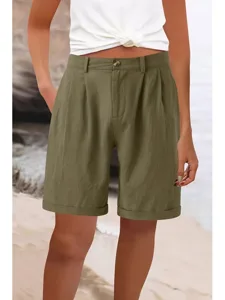 damen-kunstbaumwollleinen-shorts-stoffho-grun-5