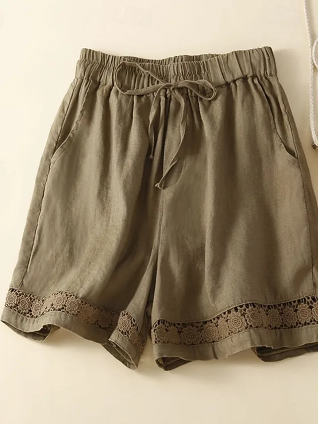 damen-kunstbaumwollleinen-shorts-stoffho-khaki-6
