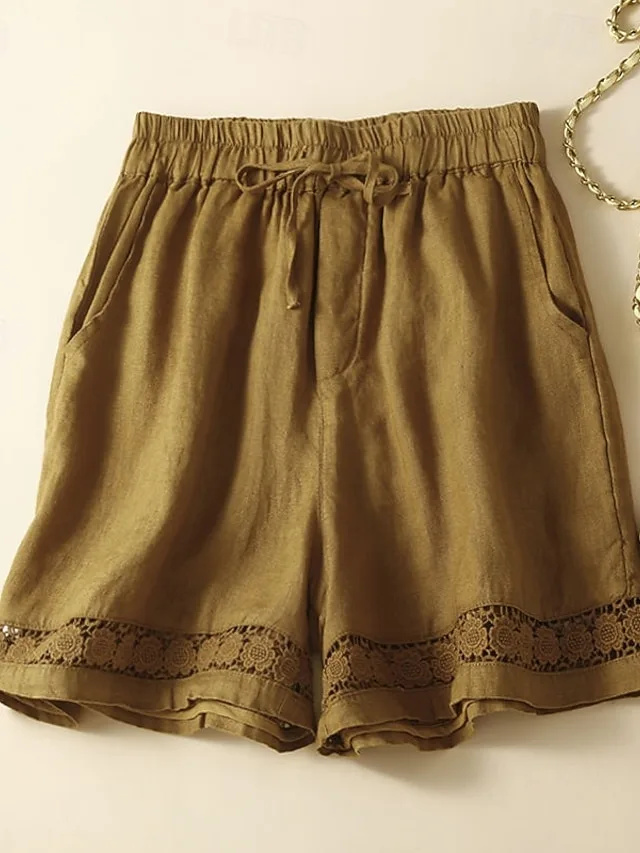 damen-kunstbaumwollleinen-shorts-stoffho-rotblond-8