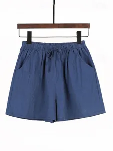 damen-kunstbaumwollleinen-shorts-stoffho-saphirblau-8