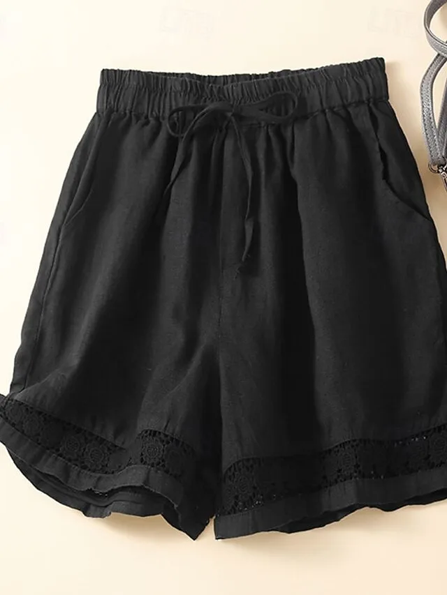 damen-kunstbaumwollleinen-shorts-stoffho-schwarz-16