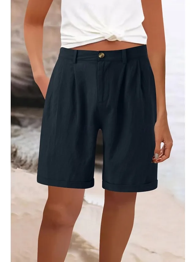damen-kunstbaumwollleinen-shorts-stoffho-schwarz-4