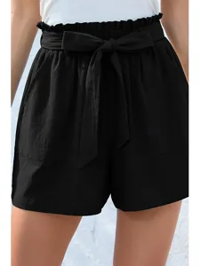 damen-kunstbaumwollleinen-shorts-stoffho-schwarz-9