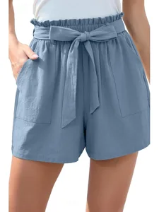 damen-kunstbaumwollleinen-shorts-stoffho-wasserblau-5