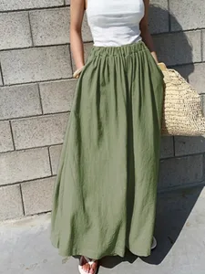 damen-kunstbaumwollleinen-stoffhosen-mod-armeegrun-8