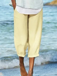 damen-kunstbaumwollleinen-stoffhosen-str-gelb-4